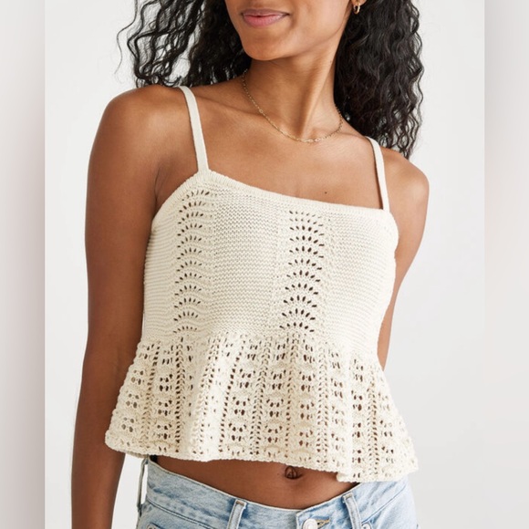 AEROPOSTALE Crocheted Cropped Peplum‎ Tank size medium - Picture 1 of 7